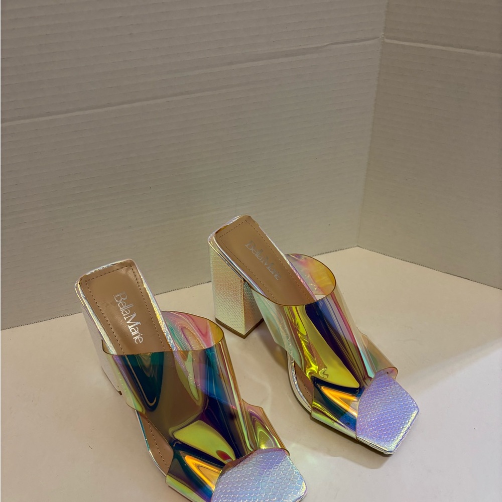 🔵Holographic BLOCK Heels BELLA MARIE - Picture 8 of 14